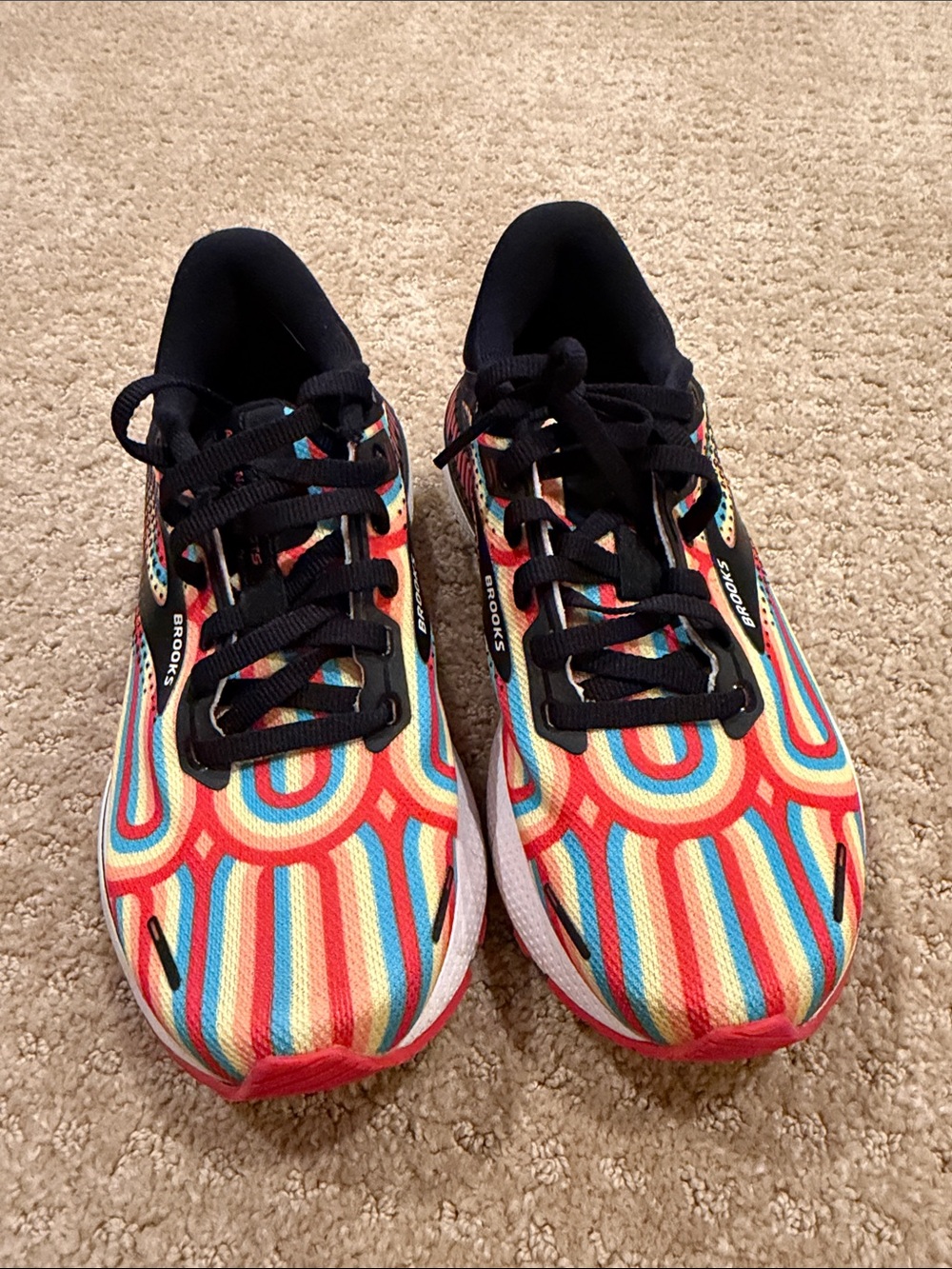 Brooks Kids Multicolor Striped Running Sneakers - Red, Blue, Yellow, Cream - Picture 1 of 4